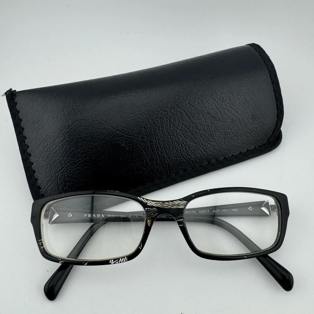 Prada VPR 07N Black Rectangular Glasses‎ with Case Frames Only